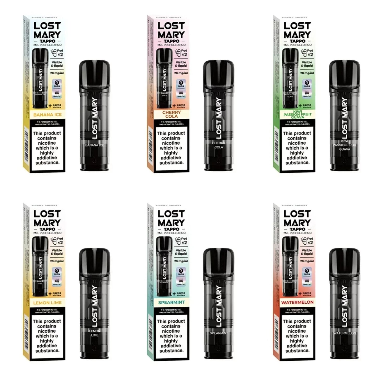 Lost Mary Tappo Pods | Replaceable Pre-Filled Pods | 2 Pack | 20mg Nic Salt | 2ml