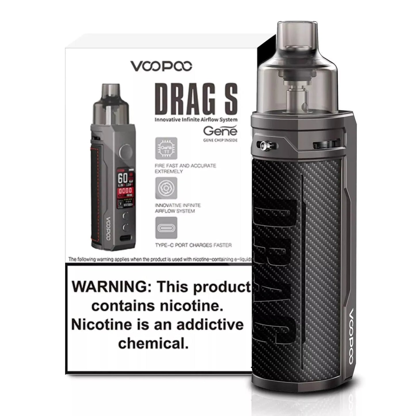 Voopoo Drag S 60W Mod Pod Vape E-Cig Starter Kit 2500mAh 2ml