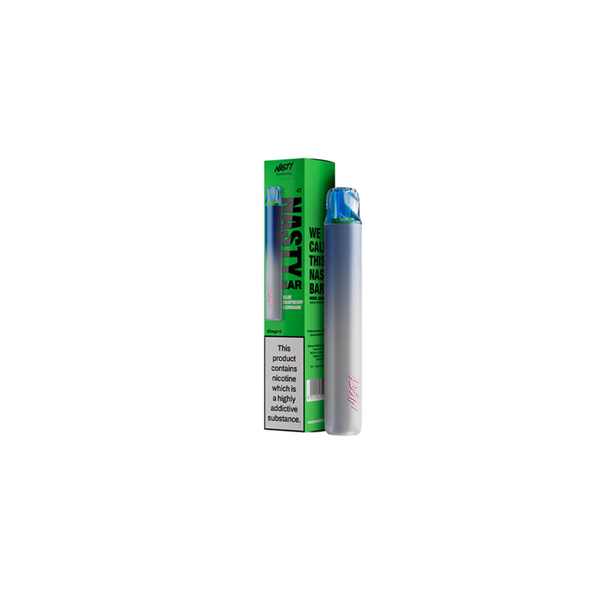 Nasty Bar DX2 Disposable Vape Bar 600Puffs 20mg Nic Salt-Blue Berry Raspberry Lemonade