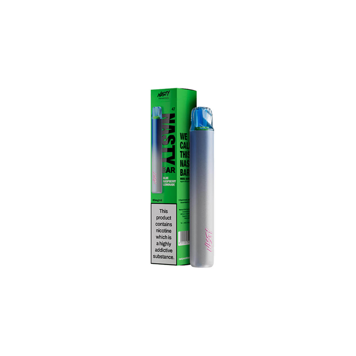 Nasty Bar DX2 Disposable Vape Bar 600Puffs 20mg Nic Salt-Blue Berry Raspberry Lemonade